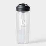 Bouteille D'eau Monogramme initial minimaliste beige<br><div class="desc">Ce design personnalisé de bouteille d'eau présente un monogramme simple dans le thème beige et blanc. Faites l'un d'un bon buvette avec votre initiale et votre nom. Cette bouteille d'eau personnalisée sera un cadeau unique pour quelqu'un de spécial ou vous-même. Si vous souhaitez modifier les polices ou la position, cliquez...</div>