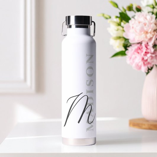 Bouteille D'eau Monogramme Initial Minimaliste Moderne