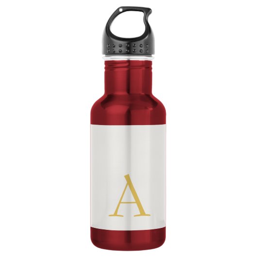 Bouteille D'eau Monogramme initial professionnel couleur or et pas (Devant)