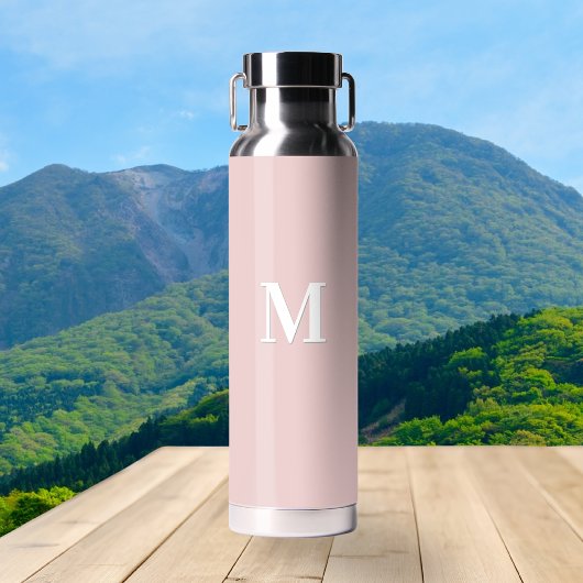 Bouteille D'eau Monogramme Initiale Rose Pâle Élégant