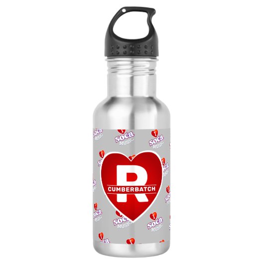 Bouteille D'eau MONOGRAMME J'AIME SOCA en GRIS (Devant)