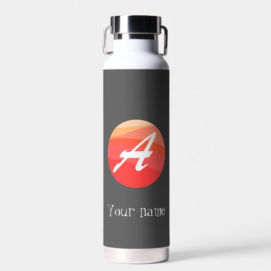 Bouteille D'eau Monogramme jaune orange initial A (Avant)