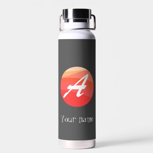 Bouteille D'eau Monogramme jaune orange initial A (Arrière)