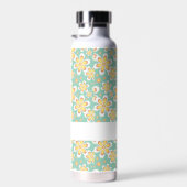 Bouteille D'eau Monogramme joli fleurs orange sur vert (Plage)