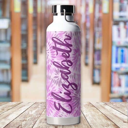Bouteille D'eau Monogramme magenta de teinture rétrorétroite perso
