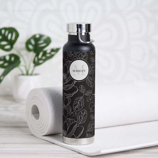 Bouteille D'eau Monogramme magnolia illustration Personnalisée (Yoga)