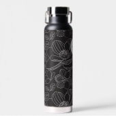 Bouteille D'eau Monogramme magnolia illustration Personnalisée (Avant)