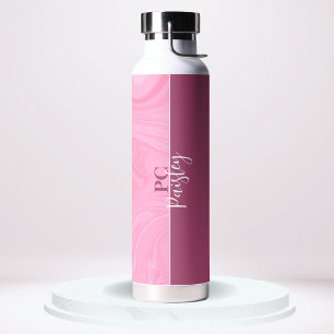 Bouteille d'eau - Monogramme Marbre Rose Deux Tons