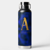 Bouteille D'eau Monogramme métallique bleu et or A (Avant)