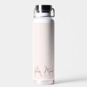 Bouteille D'eau Monogramme minimal initial et nom Pastel rose (Arrière)