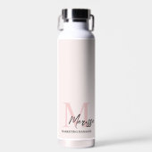 Bouteille D'eau Monogramme minimal initial et nom Pastel rose (Avant)