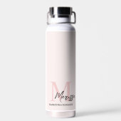 Bouteille D'eau Monogramme minimal initial et nom Pastel rose (Arrière)