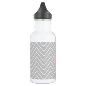 Bouteille D'eau Monogramme moderne de coutume de Chevron de gris (Gauche)