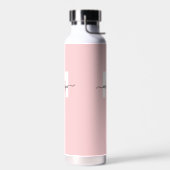 Bouteille D'eau Monogramme Moderne de Nom en Rose Fardée (Gauche)