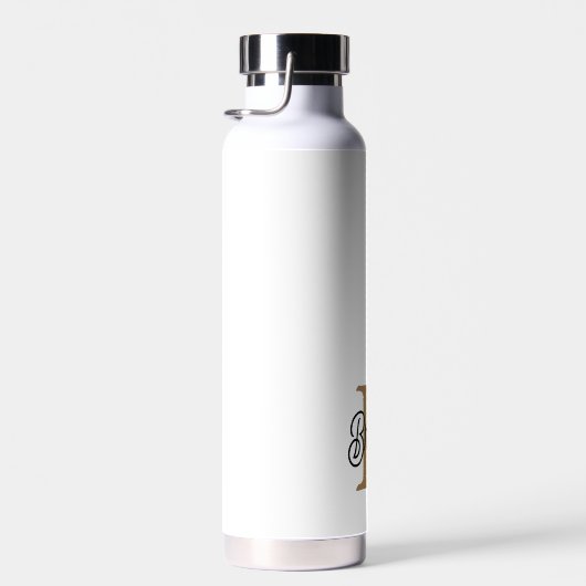 Bouteille D'eau Monogramme moderne élégant Nom Black Gold Script (Plage)