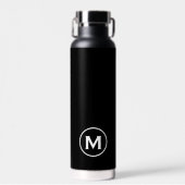 Bouteille D'eau Monogramme moderne noir et blanc (Avant)