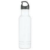 Bouteille D'eau Monogramme moderne Nom Gris Blanc Simple Bande (Dos)