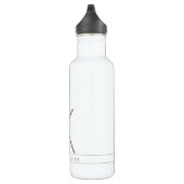 Bouteille D'eau Monogramme moderne Nom Gris Blanc Simple Bande (Droite)