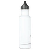 Bouteille D'eau Monogramme moderne Nom Gris Blanc Simple Bande (Gauche)