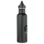 Bouteille D'eau Monogramme moderne Nom noir & gris Personnalisé (Gauche)