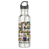 Bouteille D'eau Monogramme moderne Nom Photo Collage (Devant)