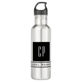 Bouteille D'eau Monogramme moderne Professional Plain Nom simple (Devant)