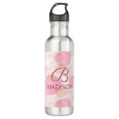 Bouteille D'eau Monogramme moderne rose Parties scintillant fille  (Devant)