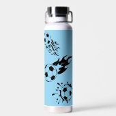 Bouteille D'eau Monogramme moderne soccer Lover bleu noir (Arrière)