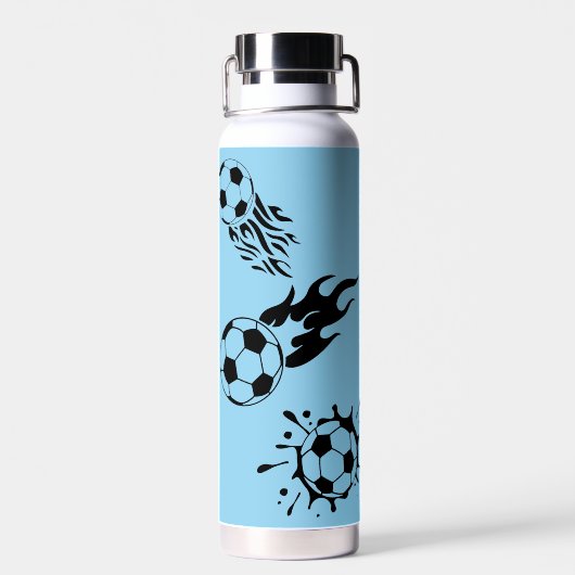 Bouteille D'eau Monogramme moderne soccer Lover bleu noir (Arrière)