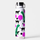 Bouteille D'eau Monogramme Motif de chats noirs et de cactus moder (Arrière)