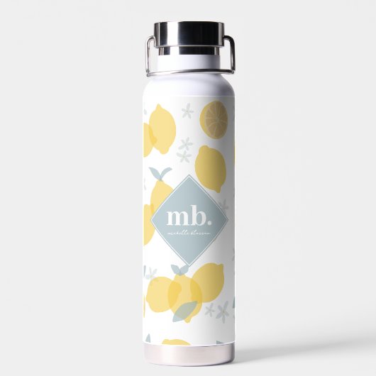 Bouteille D'eau Monogramme Motif Pastel Citrus Lemons (Arrière)