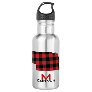 Bouteille D'eau Monogramme Nebraska noir rouge