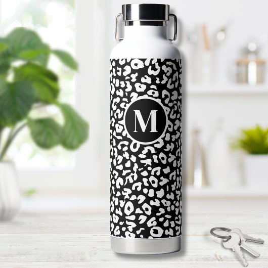 Bouteille D'eau Monogramme noir blanc tendance