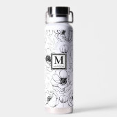 Bouteille D'eau Monogramme noir chic personnalisé (Arrière)