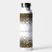 Bouteille D'eau Monogramme Nom Black Gold Empreinte de léopard Chi (Gauche)