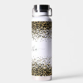 Bouteille D'eau Monogramme Nom Black Gold Empreinte de léopard Chi (Arrière)