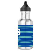 Bouteille D'eau Monogramme & nom en gras, Lt Lignes Turquoises sur (Droite)