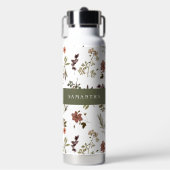 Bouteille D'eau Monogramme Nom Fleur Sauvage Bourgogne Vert (Salle de sport)