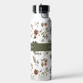 Bouteille D'eau Monogramme Nom Fleur Sauvage Bourgogne Vert (Gym)