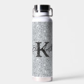 Bouteille D'eau Monogramme Nom Initial Argent Pailleté Féminin Ten (Arrière)
