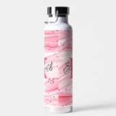 Bouteille D'eau Monogramme Nom Initial Rose Blanc Paillettes Argen (Plage)