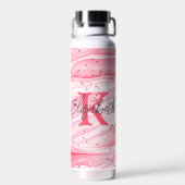 Bouteille D'eau Monogramme Nom Initial Rose Blanc Paillettes Argen (Arrière)
