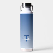 Bouteille D'eau Monogramme Nom initial Script Gradient Royal Blue (Avant)