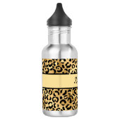 Bouteille D'eau Monogramme Nom Noir Or Léopard Imprimé Guépard (Gauche)