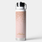 Bouteille D'eau Monogramme Nom Paillettes Dorées (Arrière)