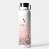 Bouteille D'eau Monogramme Nom Parties scintillant rose élégant Mo (Arrière)