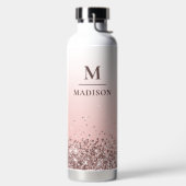 Bouteille D'eau Monogramme Nom Parties scintillant rose élégant Mo (Droite)