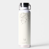 Bouteille D'eau Monogramme personnalisé aquarelle botanique ivoire (Arrière)