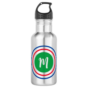Bouteille D'eau Monogramme Personnalisé Cercles Concentrés Moderne