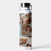 Bouteille D'eau Monogramme personnalisé moderne et collage photo (Arrière)